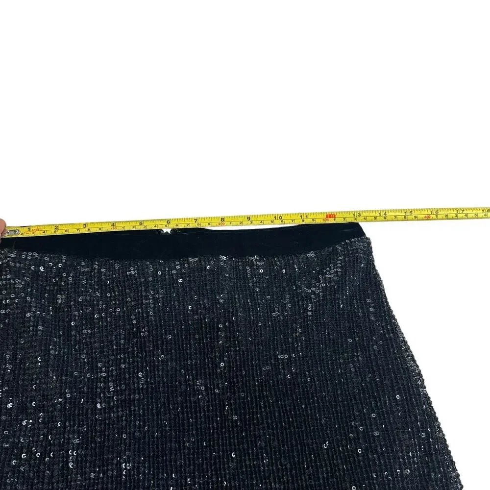 Free People Wild Child Slate Blue Sequin Mesh Sheer Hem Mini Skirt Size 2